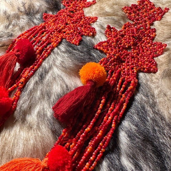 Italian Antica Sartoria Multi-Strand Red Seed Beaded Necklace - Picture 3 of 7